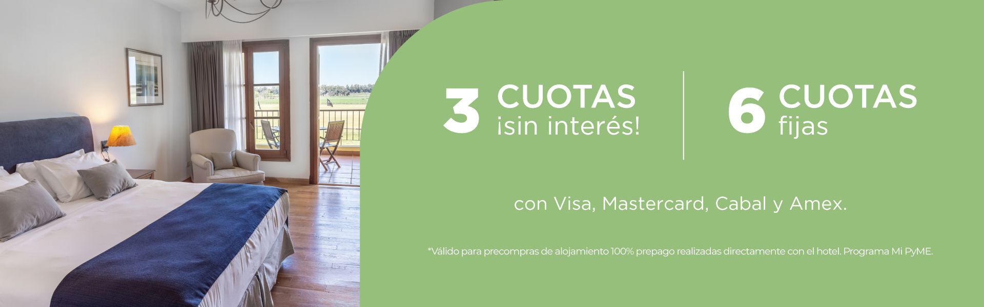 Habitación de Wyndham Garden con promoción de 3 cuotas sin interés y 6 cuotas fijas
